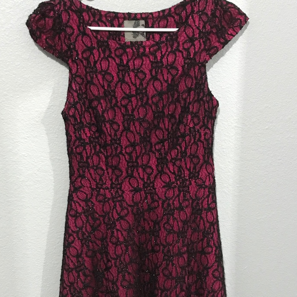 Red And Black lace Skater Dress